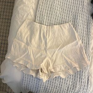 White ruffle mini short